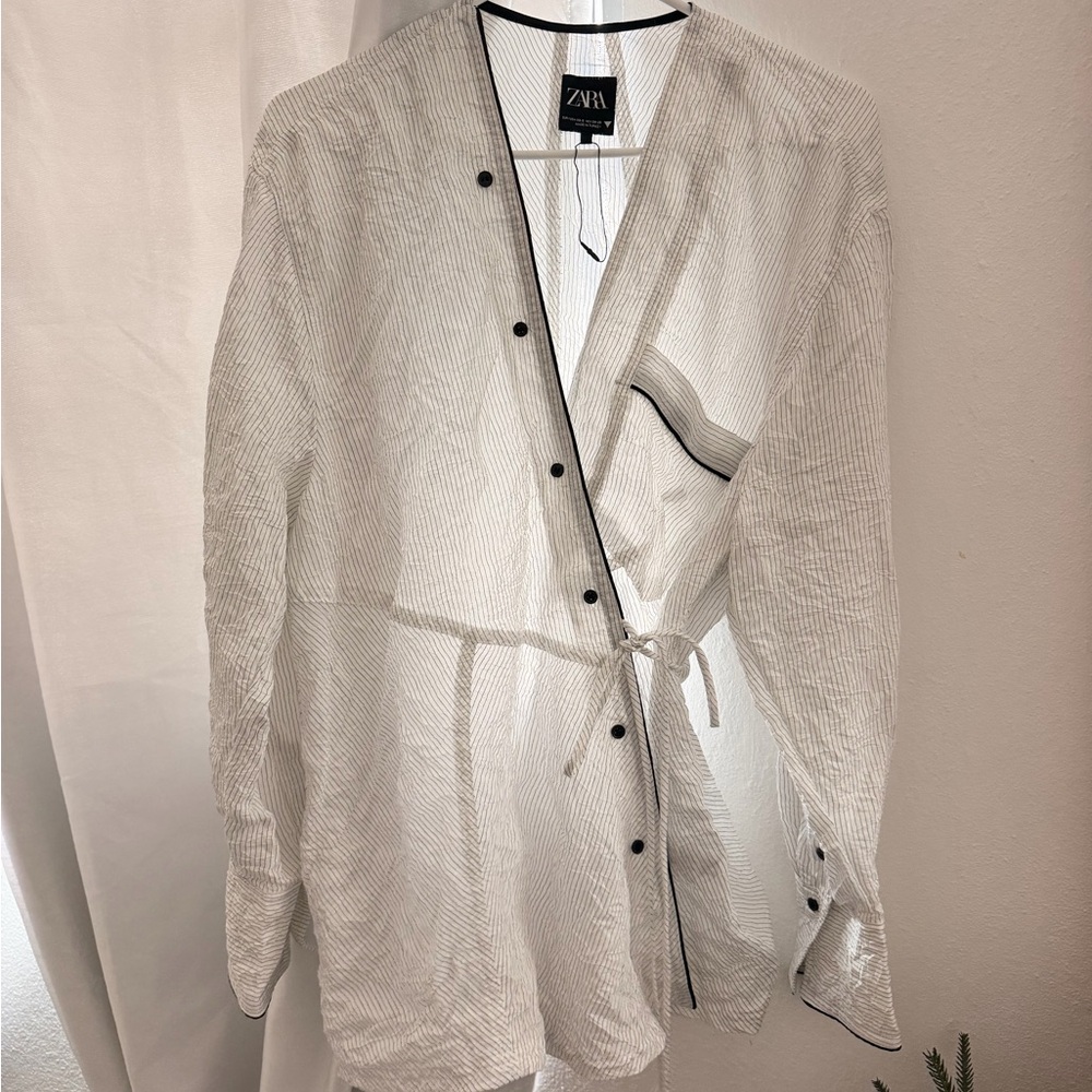 Zara Cream Wrap Kimono Shirt
